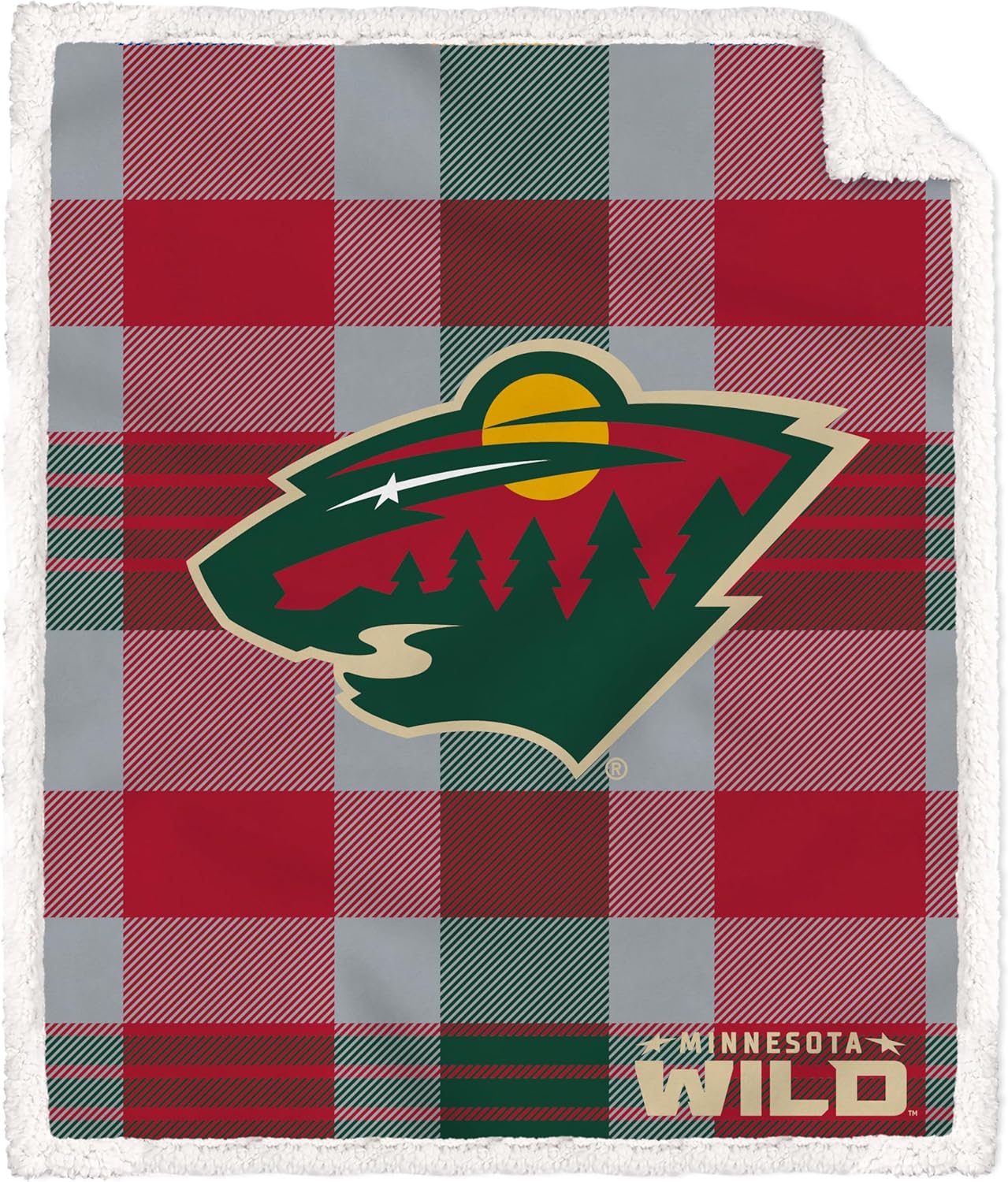 Pegasus Sports Officially Licensed NHL Plaid Steel Royal Plush Sherpa Blanket