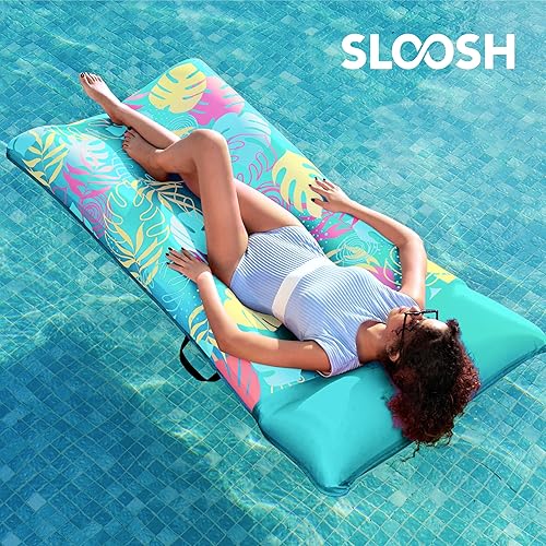 Miniatura 5 de SLOOSH Flotadores inflables para piscina, balsa  Alfombra de piscina cubierta de tela XL para adultos, flotador de agua inflable ultra cómodo con