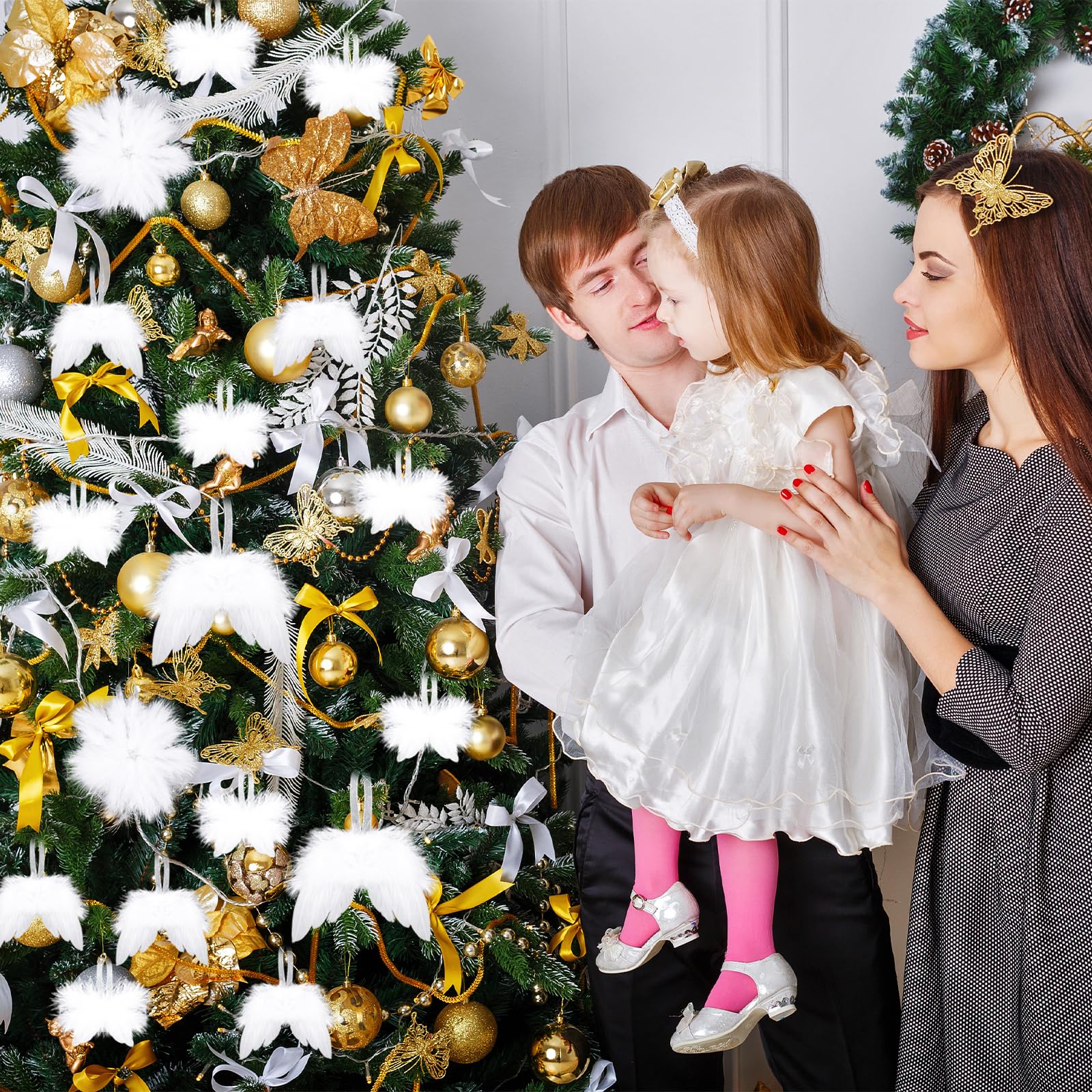 Décorations Noël Blanches Décorations De Noël Blanches - Lot De 16 Ailes D' Ange Et Lutins En Plumes - Pour Sapin, Mariage, Déco D'intérieur Chemin De Table Blanc