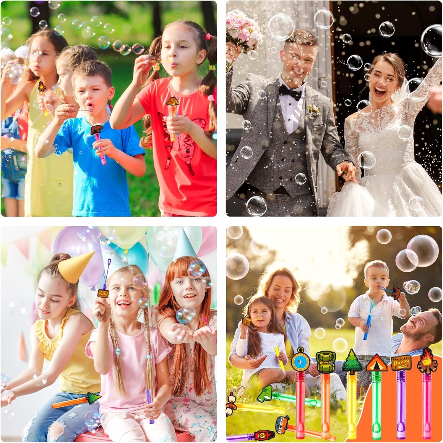 Camping Party Favors for Kids – 24PCS Outdoor Adventure Bubble Wands, Great for Birthday Supplies, Pinata Fillers, Goodie Bags & Classroom Rewards