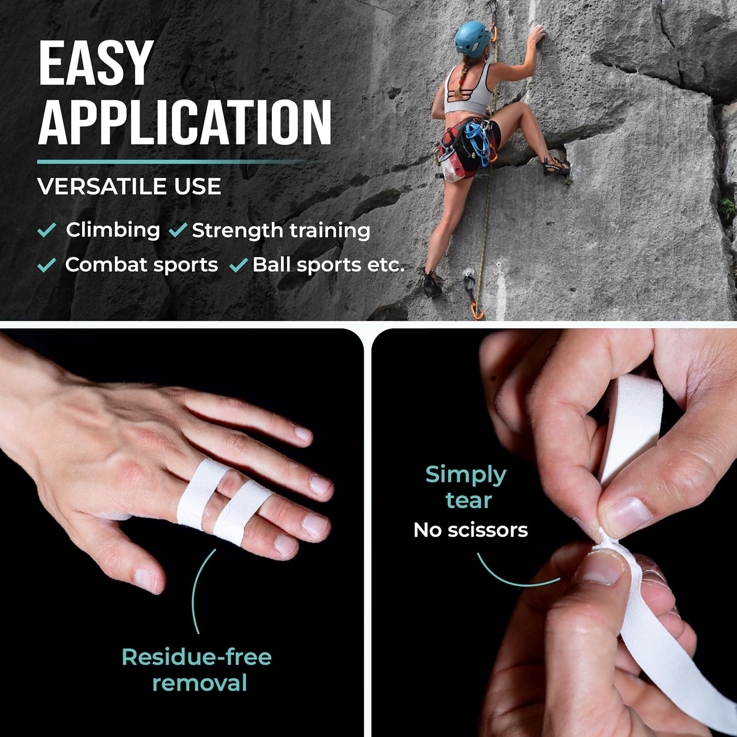 Finger Tape Sports Extra Strong Adhesive, 3 Rolls Athletic Tape for Fingers, Skin-Friendly Sports Tape, Tape for Weight Lifting, Volleyball Finger Tape, Boulder, Climbing, Basketball, Finger Tape BJJ