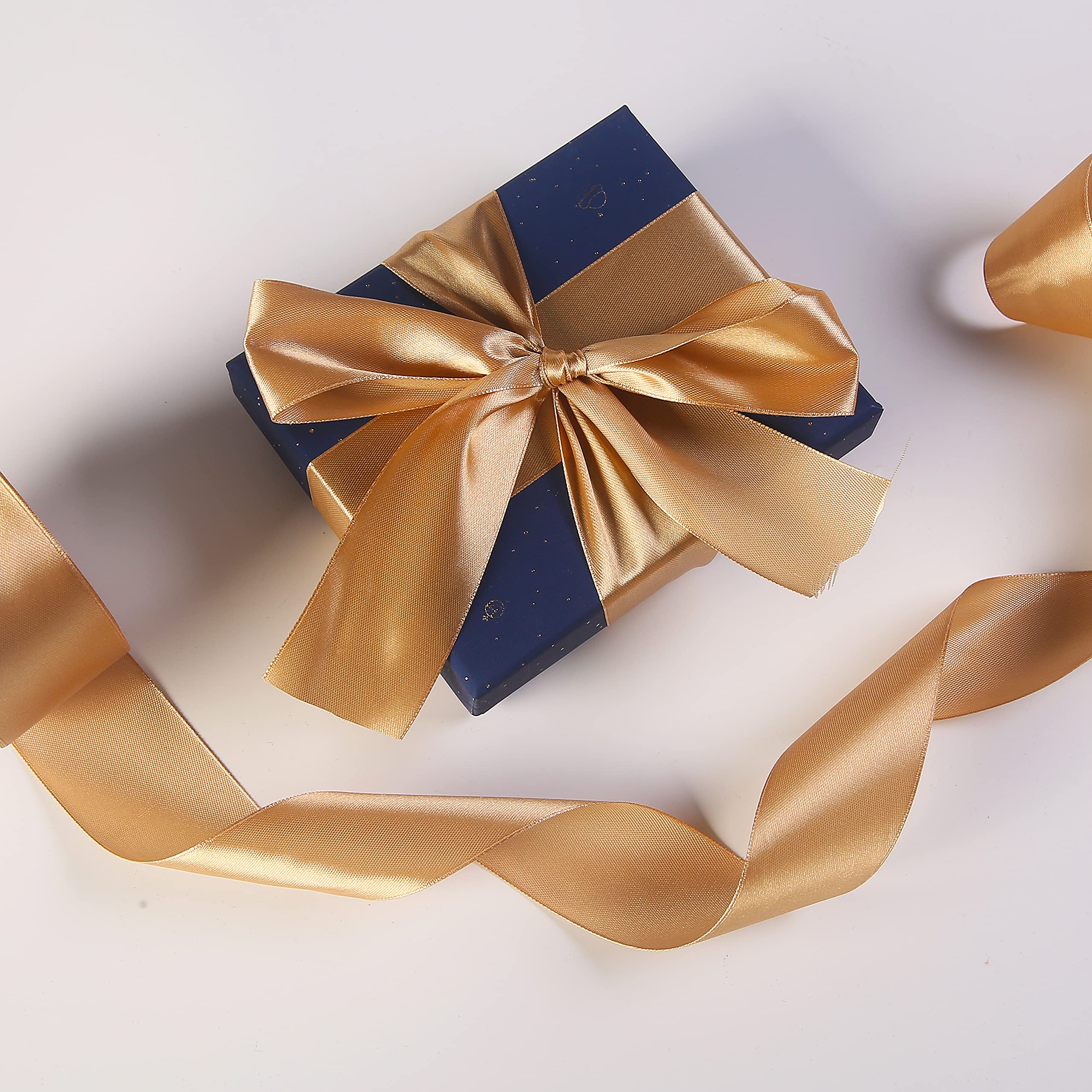 Lot De 3 Rouleaux De Ruban En Satin Doré De 1,9 Cm Pour La Fabrication De Nœuds, Les Travaux Manuels, L'emballage De Cadeaux, Les Bouquets De Mariage, Les Décorations De Remise De