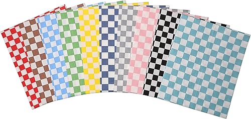 Miniatura 3 de Hanjunzhao Paquete de 10 piezas de tela con estampado de tablero de ajedrez, 100 % algodón, 18 x 22 pulgadas, cuadrícula geométrica para tablero de