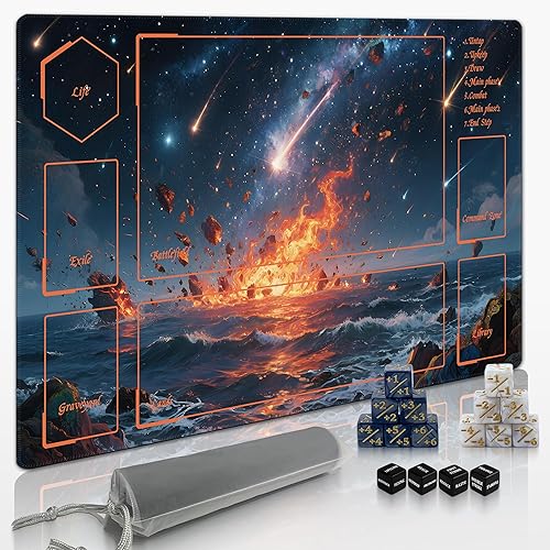 Vista 13 de MTG Playmat TCG Playmat - Incluye tubo de almacenamiento y 7 dados de experiencia de primera calidad y bloqueo de bordes, impermeable y 1-bonita
