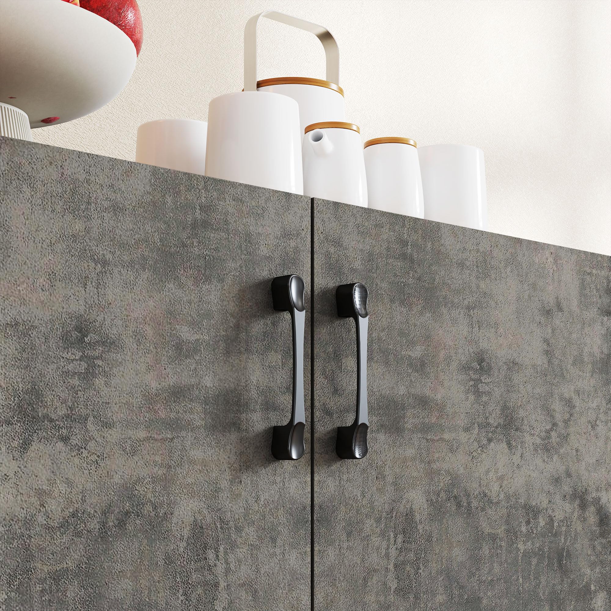 HOMCOM Aparador de 2 Puertas de Cierre Suave Aparador de Salón con Estante Mueble Auxiliar para Cocina Dormitorio Entrada 80x37x80 cm Gris Cemento y Blanco Brillo