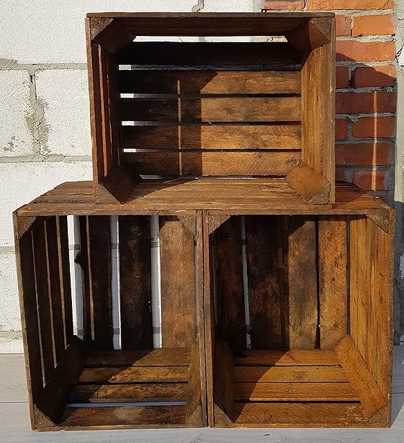 PYXIDAS 2,3,4,6,10,12 wooden darker medium crates with dimensions 50x40x30. They are perfect for used as storage, look great in their natural look. They are Strong and clean (3)