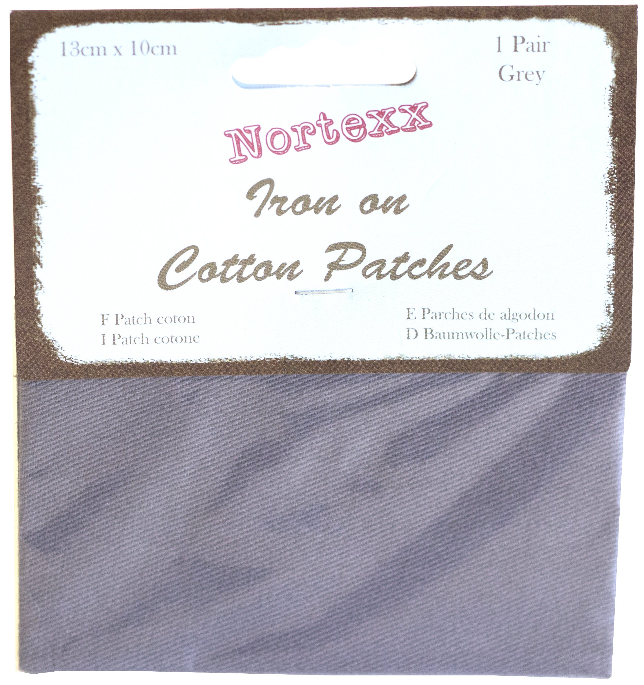 Nortexx Iron on Clothing Patches, Pair of 1, Grey