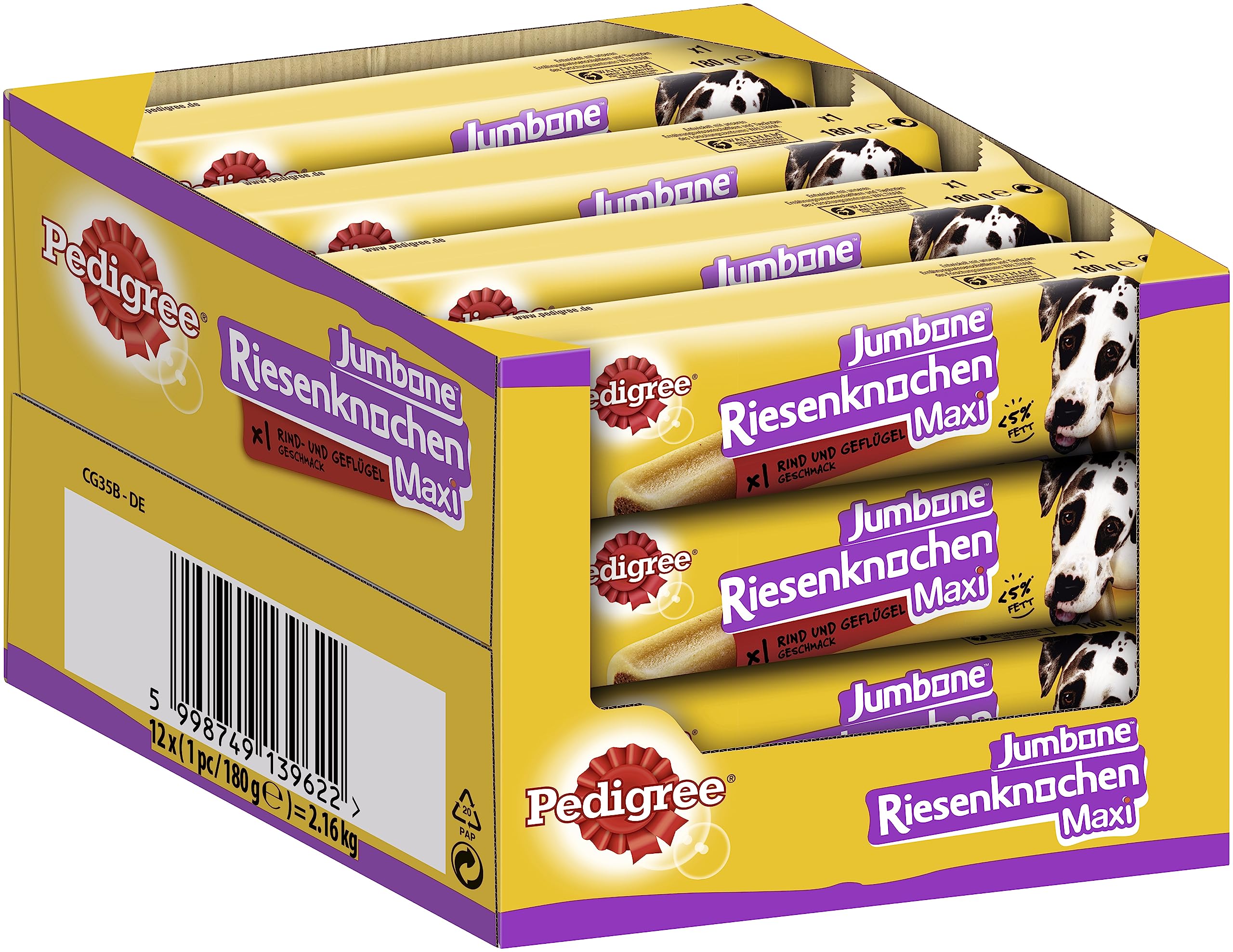 Pedigree Jumbone duża kość dla wołowiny i drobiu, przekąska dla psa, 12 x 1 sztuka