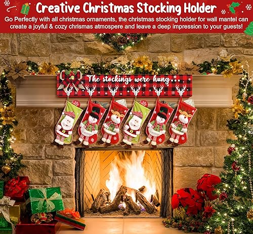 Miniatura 3 de Soporte para calcetines de Navidad con 6 ganchos para colgar en la pared, colgadores de calcetines de Navidad para repisa, chimenea, ganchos de