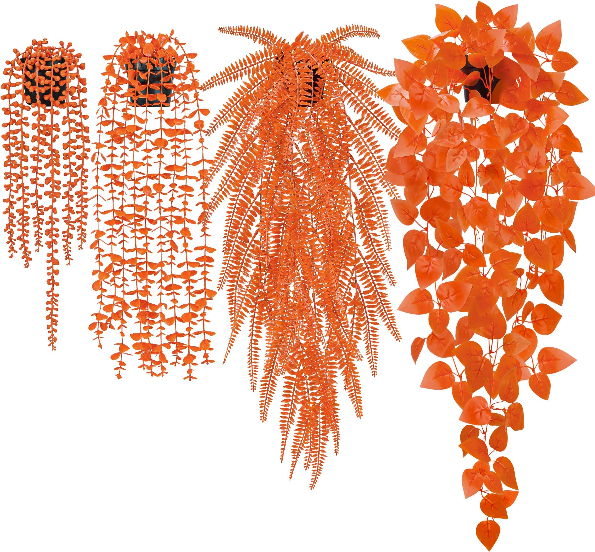 Der Rose 4 Pack Fake Fall Plants Hanging Orange Vines for Fall Wall Decor | 4 different fall hanging plants artificial for autumn decor accents, fall home,bathroom, front porch, patio and outdoor decor