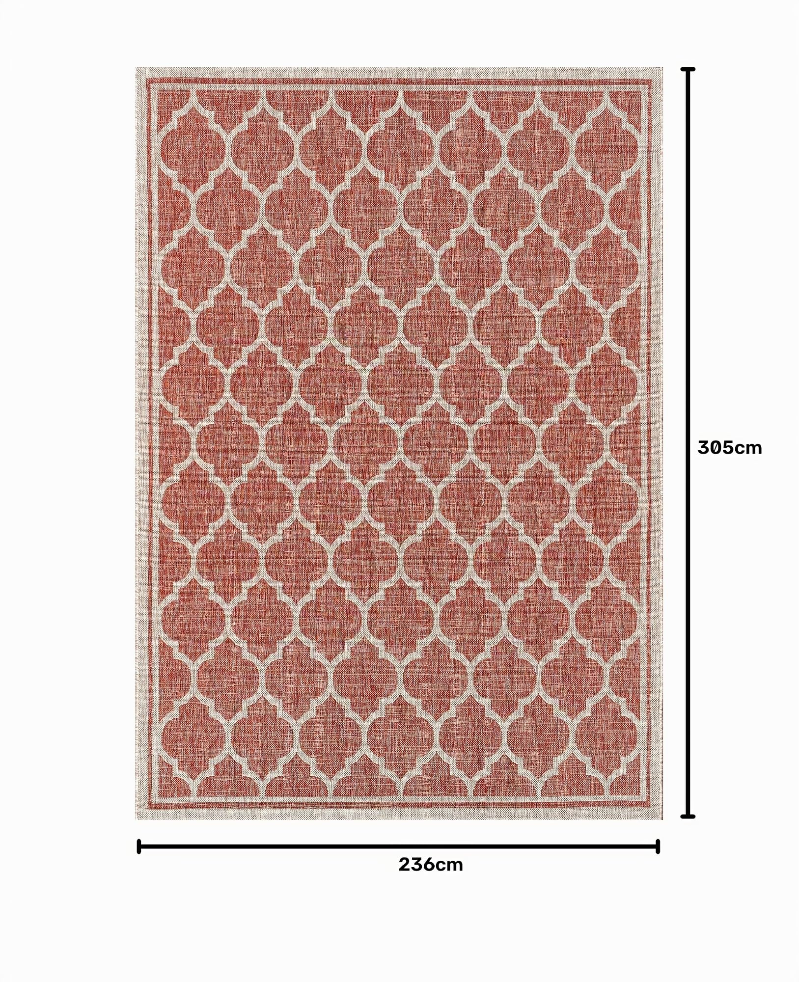 JONATHAN Y SMB109C-8 Trebol Alfombra Exterior Interior Textura Tejido Celosía Marroquí, Bohemia Moderna, Fácil de Limpiar, Habitación, Cocina, 240 cm x 300 cm, Rojo/Beige