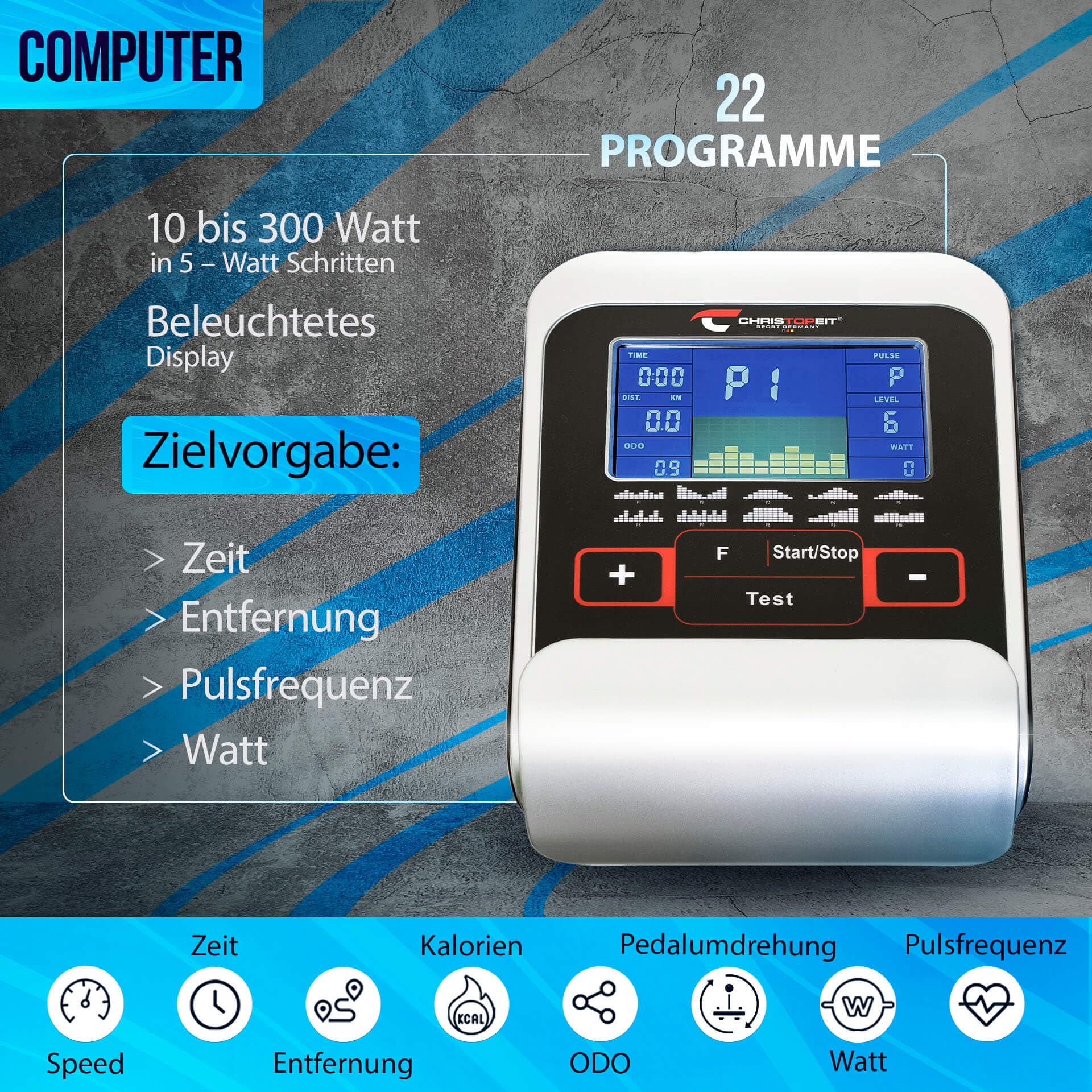 Christopeit Heimtrainer Fahrrad Ergometer AL 2 / AL 2 S, bis 150kg, 24 Widerstandsstufen, 9kg Magnet-Bremssystem, leise, Soft-Touch-Computer