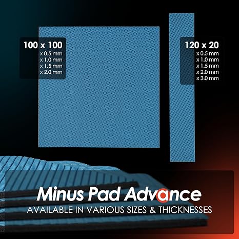 Thermal Grizzly Minus Pad Advance - 120x20x2.0mm 4-Pack Thermal Interface Pad, Electrically Non-Conductive, High Thermal Conductivity & Compressibility for SSDs, GPUs & Electronics