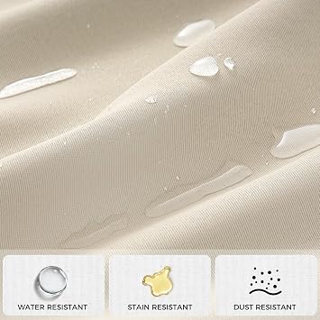 MRTREES Beige Kitchen Curtains for Windows, 2 Panels Waterproof Bathroom Curtains, Short Blackout Curtains 30x45 Inch 75x115 CM, Beige