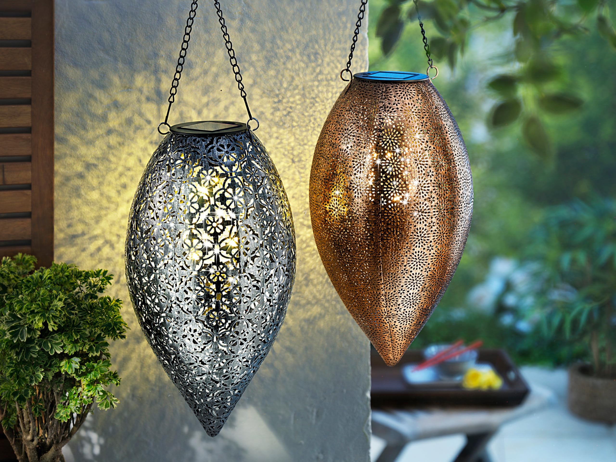 LED Solar Laterne Mit Blumen-Design – Silberfarben Für Garten & Balkon