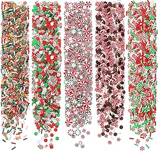 BBTO 250 Grams Christmas Fake Chocolate Candy Sprinkles Tiny Polymer Clay Embellishments Xmas Polymer Clay Slices Soft Clay DIY Decoration for Resin Nail Scrapbook Charm DIY Art Crafts Making Supply
