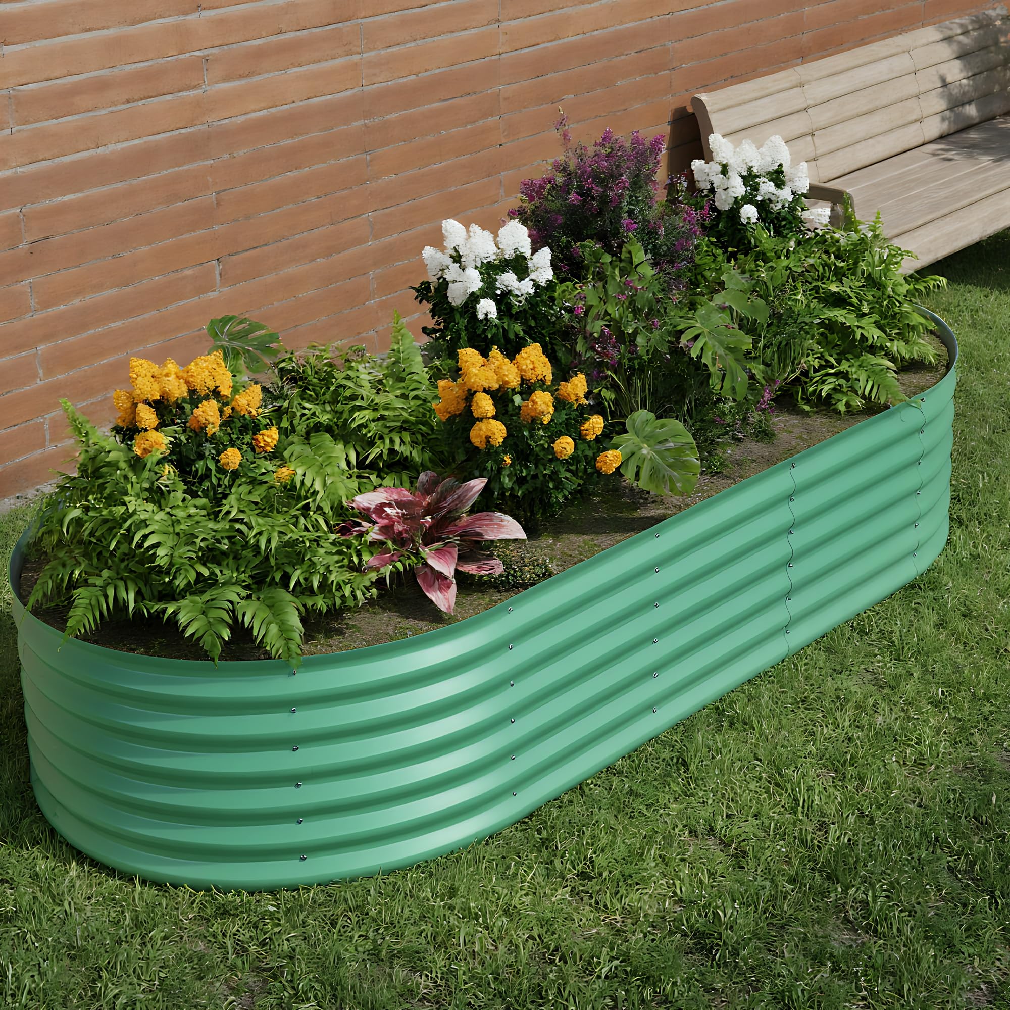 Cachpib Raised Garden Bed, Galvanized Steel Outdoor Planter Box, Bottomless Raised Bed for Growing Outdoor Plants, Vegetables, Flowers and Herbs