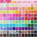 Zefy 120 Couleurs Perles en verre Bracelet de fabrication Kit, 6mm 3876pcs Perles de cristal pour la fabrication de bijoux et DIY Artisans, 5 Boîte perles rondes pour bracelets d'amitié avec perles et charmes Spacer