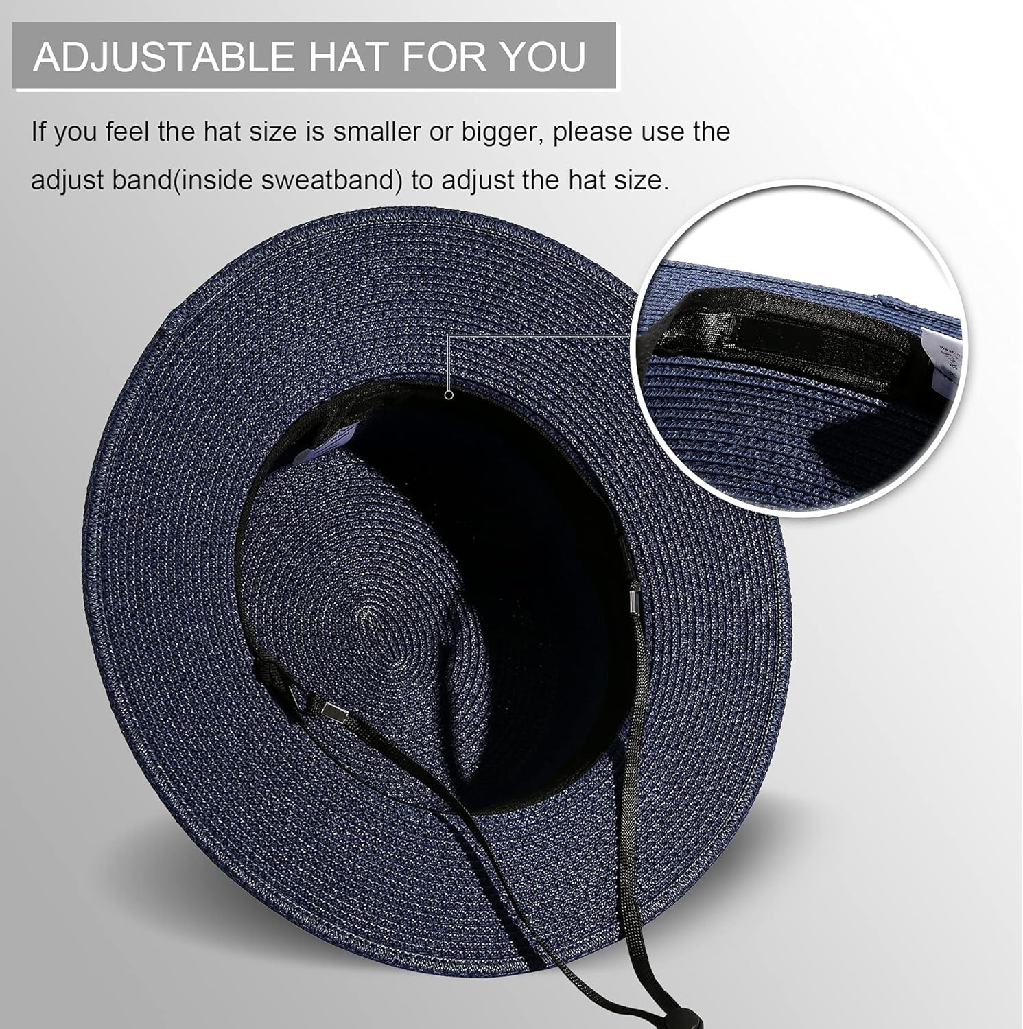 Lanzom Sun Hats for Women Wide Brim Straw Boater Hat Foldable Packable Beach Hat for Summer Fit Size 6 8/7-7 1/4 - Image 3