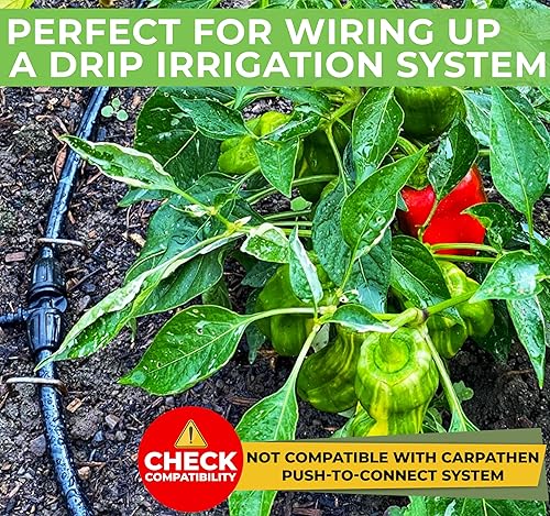 Miniatura 7 de CARPATHEN Kit de riego por goteo, sistema de riego de jardín ajustable de alta calidad + tubo de riego por goteo de 100 pies 5/16 - Línea principal