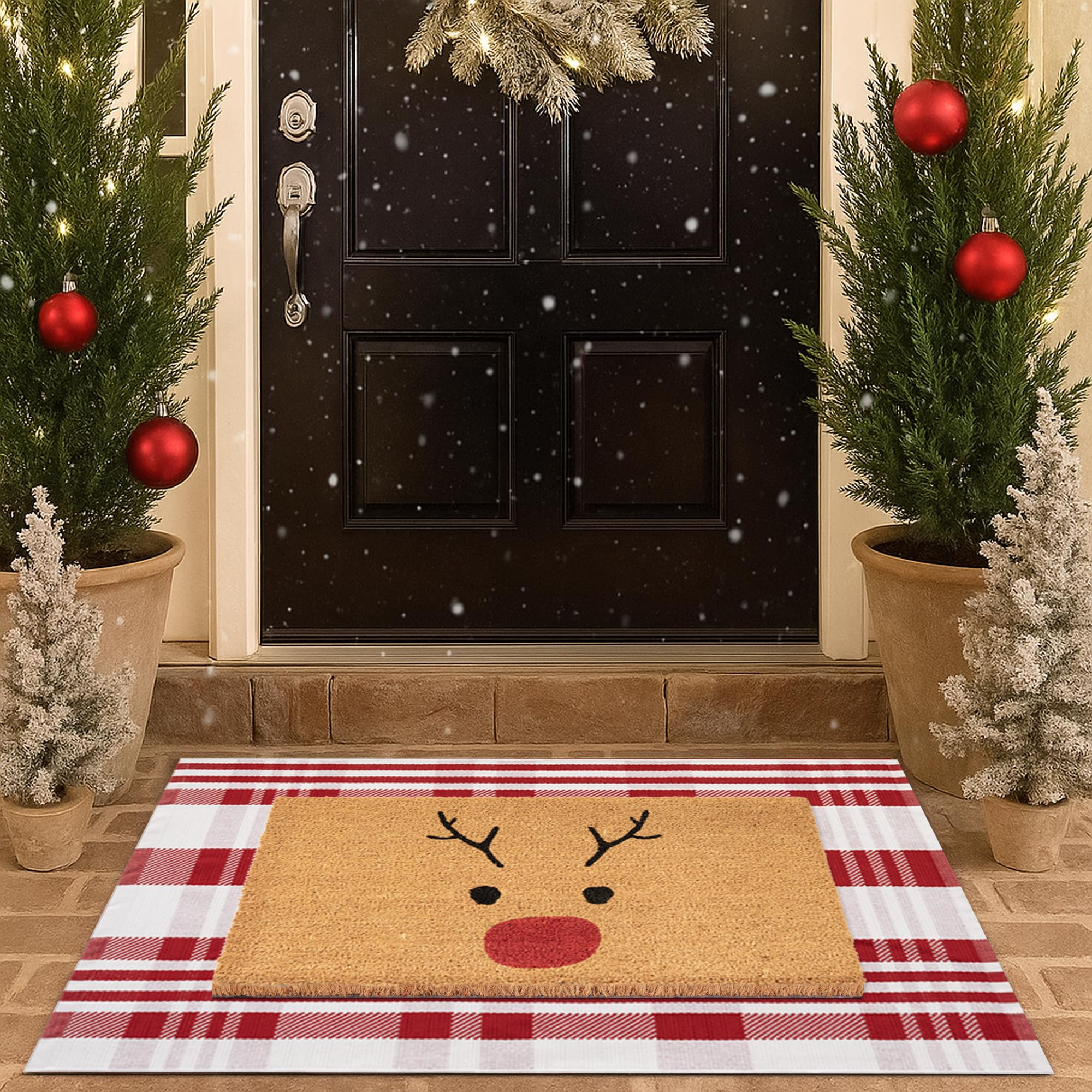 Amazon.com: Christmas Door Mat Combo Set, 100% Coco Coir Welcome