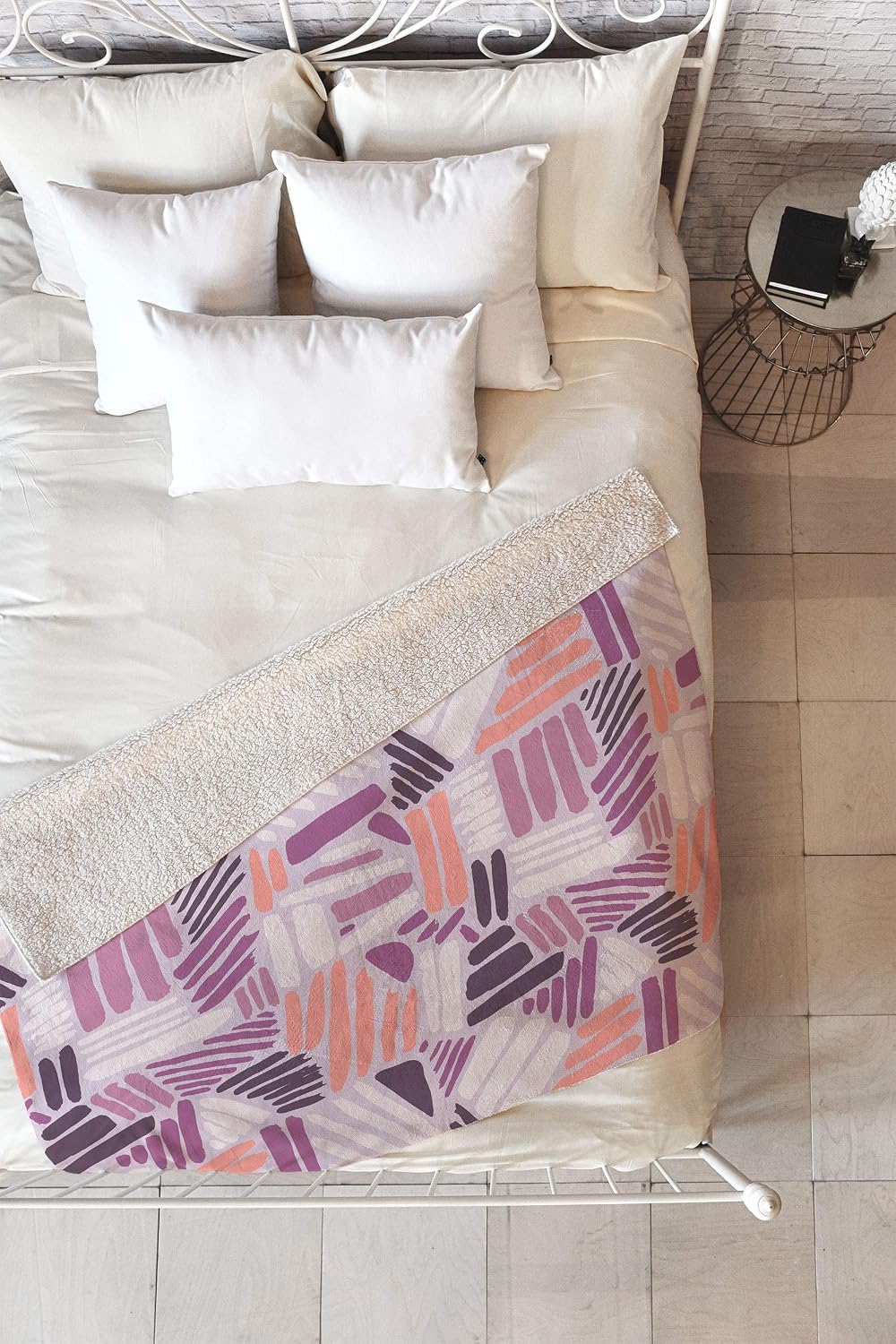 Deny Designs Mareike Boehmer Dots and Lines 1 Strokes Rose Sherpa Fleece Throw Blanket, 50" x 60"