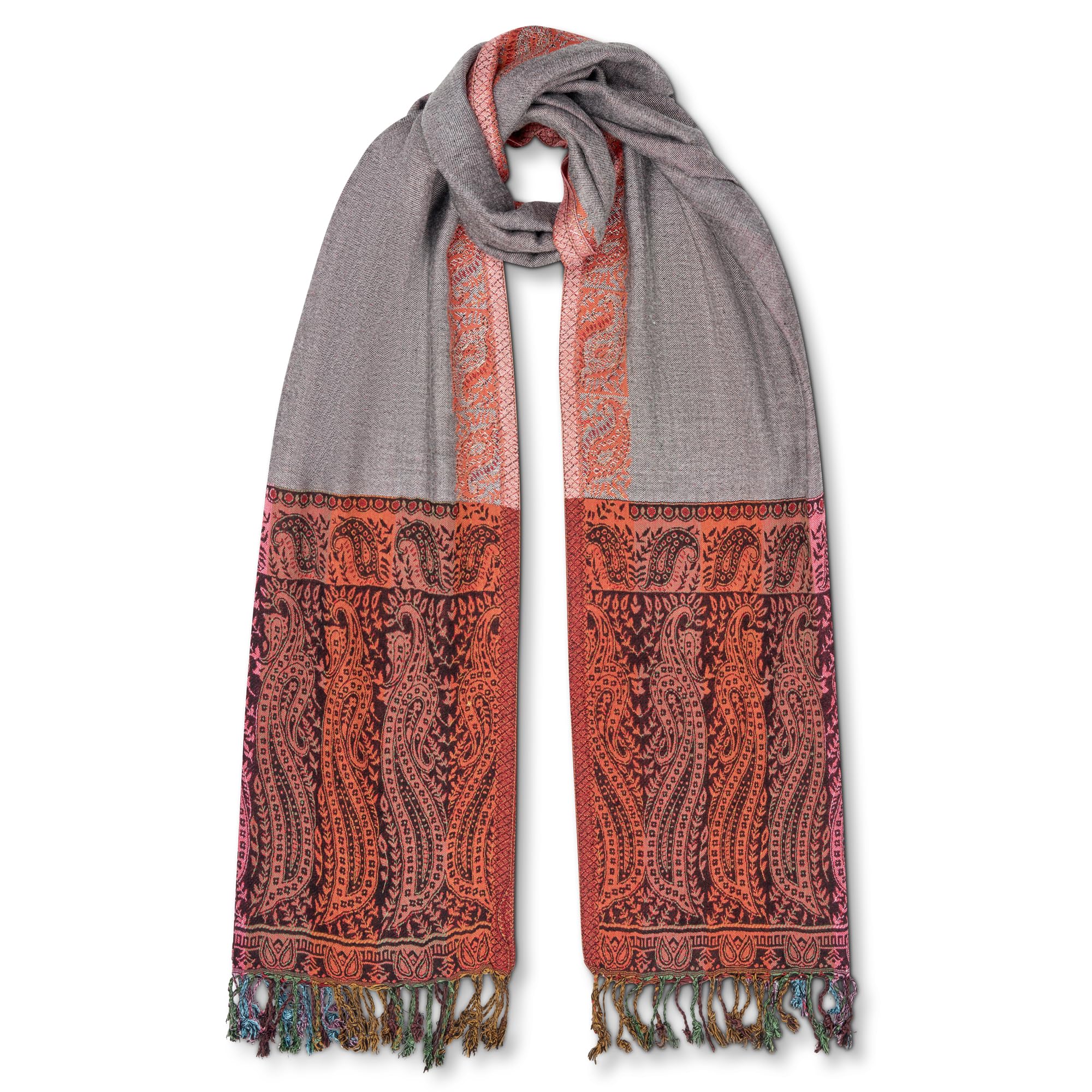 Paisley Scarves for Women UK Silver Grey Pashmina - Gifts for Mum - Light Wedding Ladies Long large scarf for women wrap shawl - Winter Scarfs Xmas Presents for Women, Gifts for Her