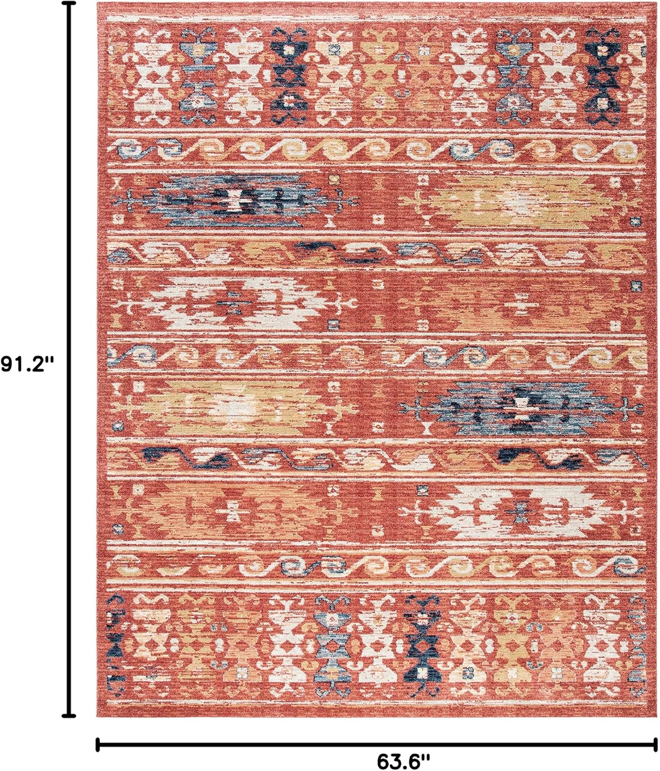 SAFAVIEH Charleston Collection Area Rug - 5'3" x 7'6", Rust & Ivory, Boho Distressed Design, Non-Shedding & Easy Care, Ideal for High Traffic Areas in Living Room, Bedroom (CHL421Q)