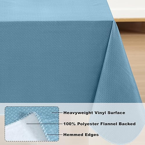 Miniatura 4 de Newbridge Basketweave - Mantel de vinilo con parte trasera de franela de color sólido, aspecto texturizado de tejido de cesta, mantel impermeable