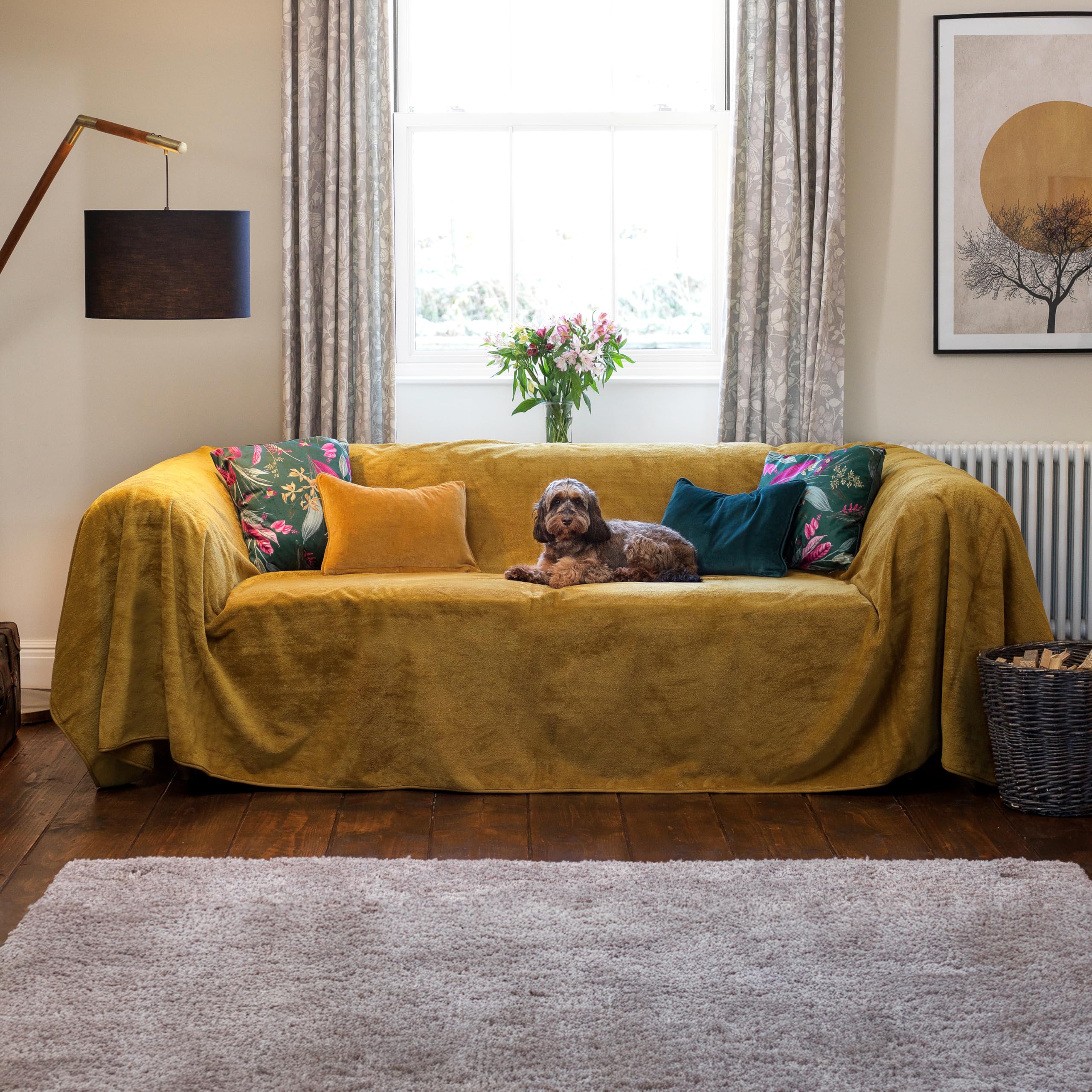 Lucky Paws® UK Luxurious Fully Waterproof Sofa Cover – Robust Dog Sofa Cover – Triple-layer Waterproof Sofa Throw Blanket – Sofa Protector Bed Cover Blanket (Ochre, 200 x 200cm)