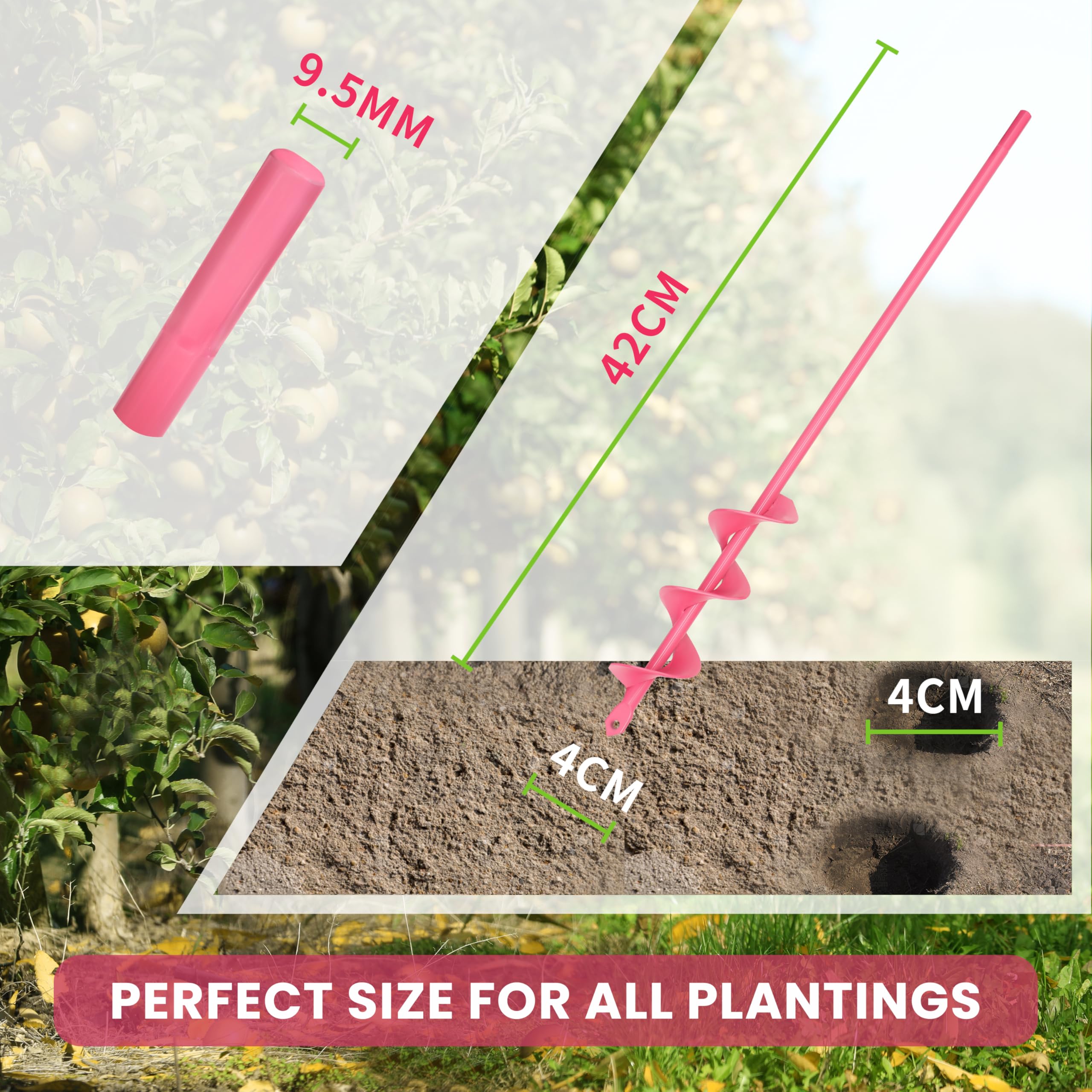 Punta elicoidale per trapano da giardino 4 x 42 cm, trivella per trapano – Punta per trapano a batteria per piante rosa – Strumento per scavare per piante