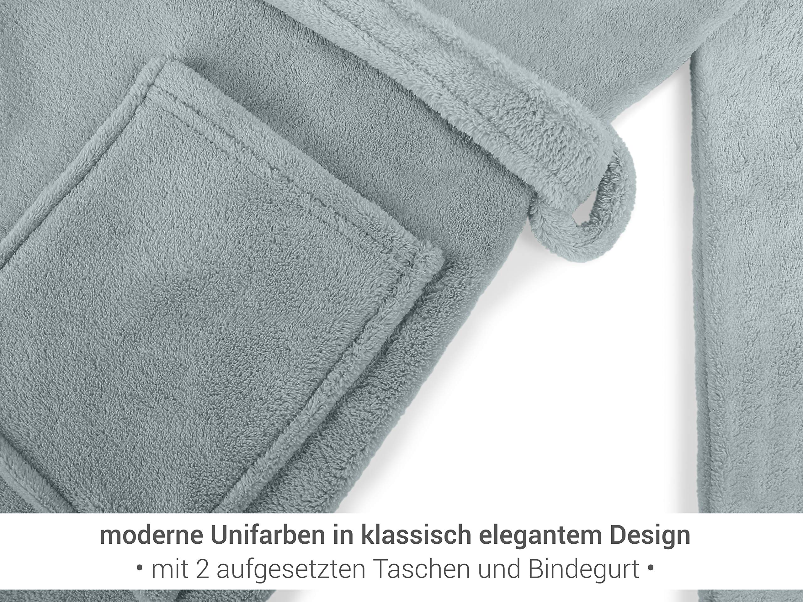 npluseins Peignoir à capuche extra doux en polaire - en couleurs modernes et différentes tailles - unisexe & longueur mollet