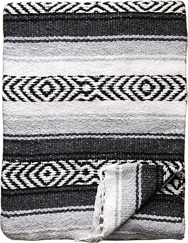cobija pesada estilo mexicana de calidad, serape a rayas para yoga, Gris
