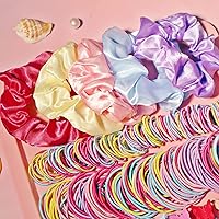 Vista 3 de YANRONG Ligas multicolores para el cabello para mujeres y niñas, sujetadores elásticos para cola de caballo, banda de goma para cabello grueso