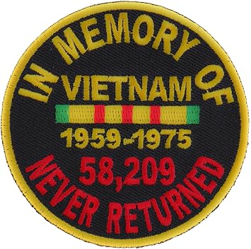 in Memory of Vietnam Round Patch - 3x3 inch. Embroidered Iron on Patch P4866