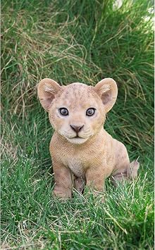 Sitting Lion Cub Statue Polyresin