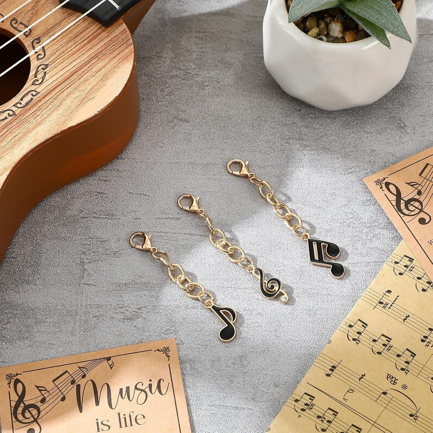 Tondiamo 24 Sets Music Note Keychain Gifts Bulk with Inspirational Cards image 2