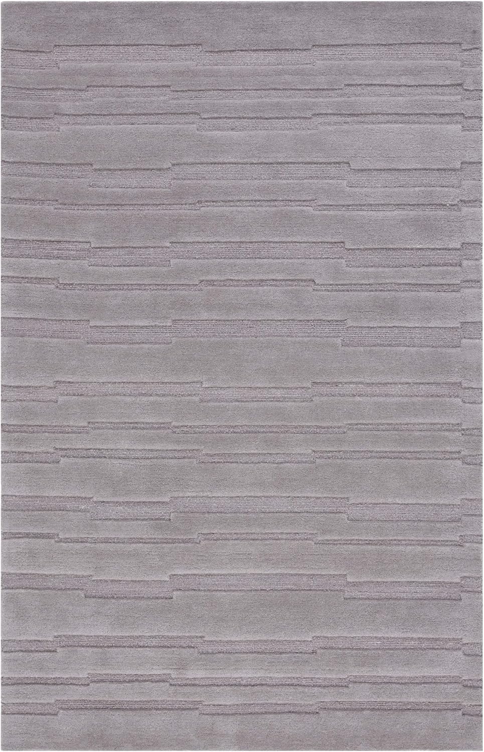 SAFAVIEH Chatham Collection Area Rug - 5' x 8', Grey, Handmade Textured Stripe Wool, Ideal for High Traffic Areas in Living Room, Bedroom (CHT301F)
