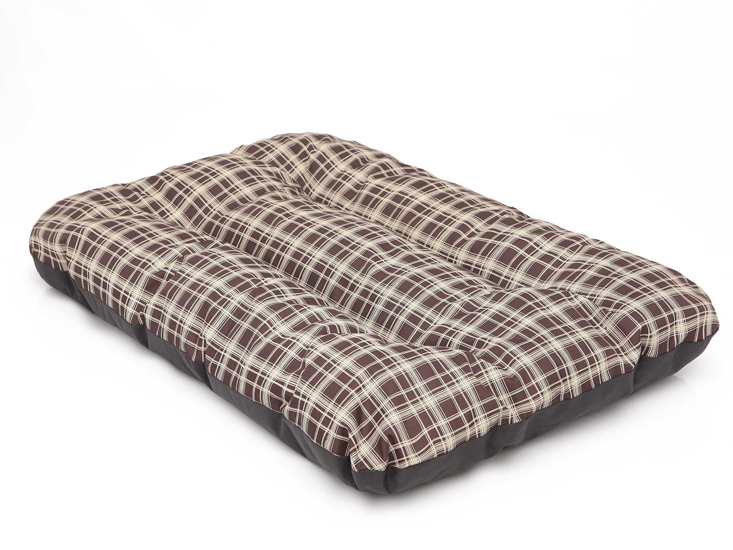 Colchón para perros, sofá para perros, cojín para perros, sofá, colchón, canapé, cama para mascotas, suave, cojín R1 – 90 x 60 cm, a cuadros, marrón