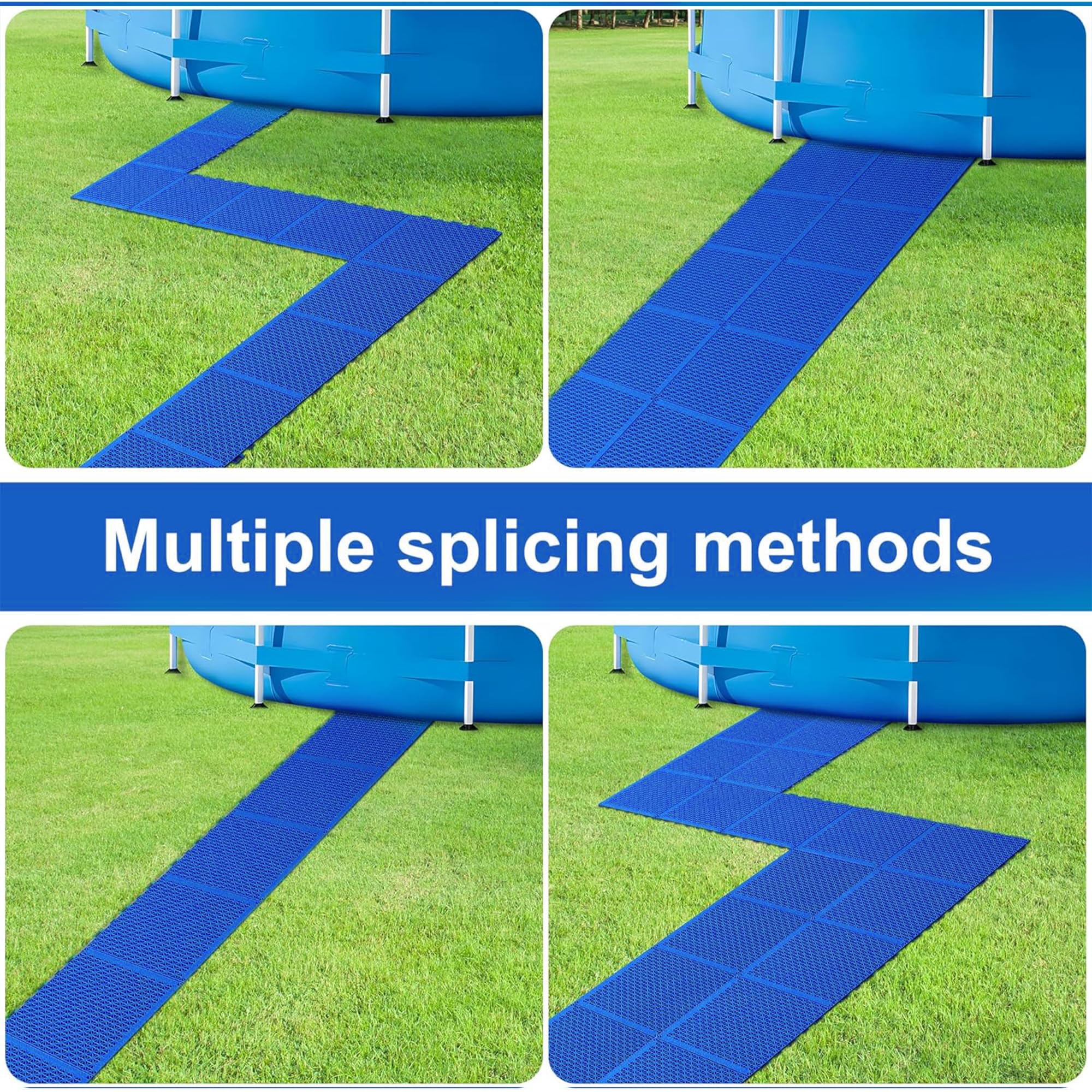 16 Pcs Modular Interlocking Cushion- 10.3" x 10.3" Splicing Above Ground Pool Floor Protectors- Non-Slip Pools Spas Floor Mat Pathways from the Pool to the Porch — Amazon image 5