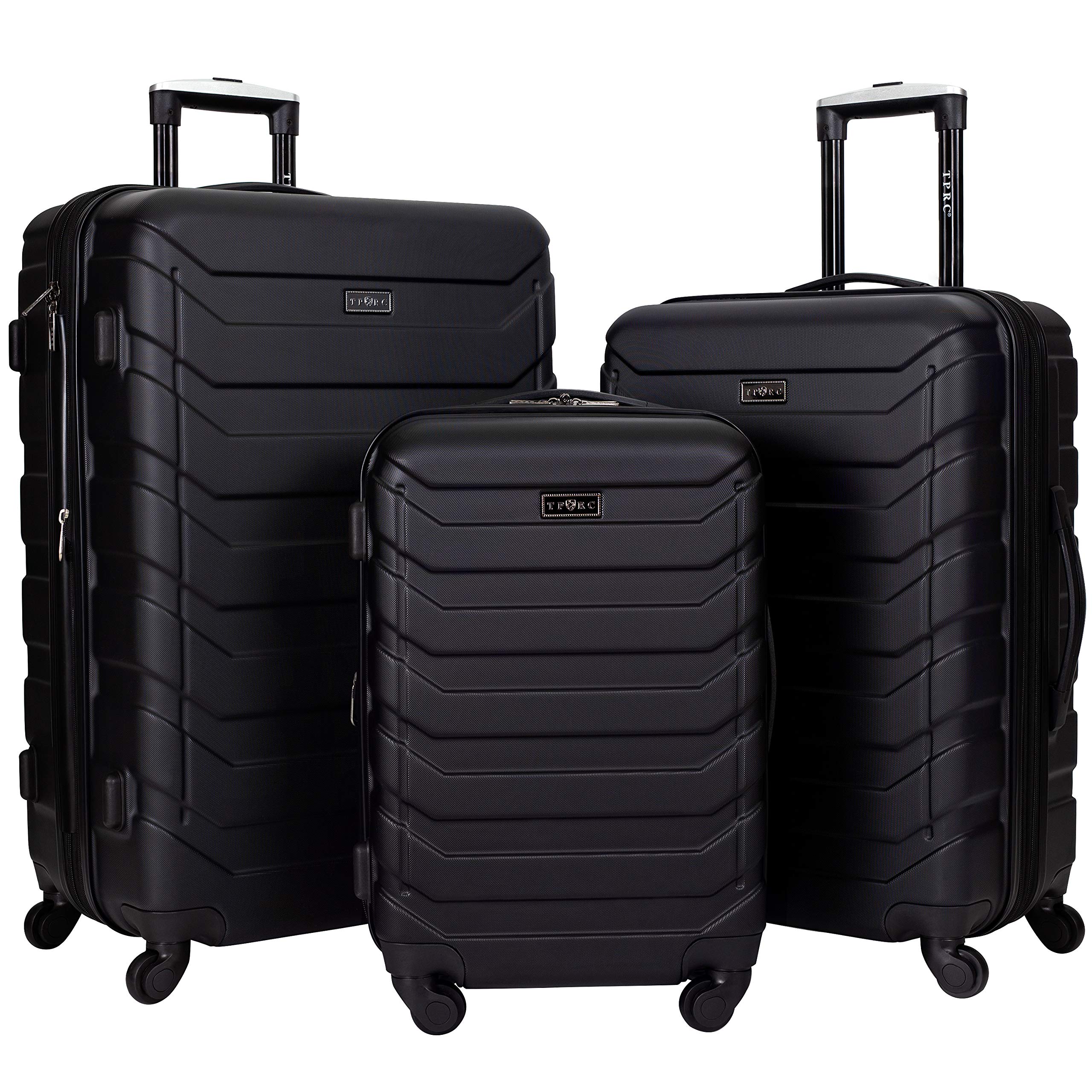 TPRC Madison Heights Expandable Spinner Hardside Luggage, Black, 3-Piece Set (20/24/28)