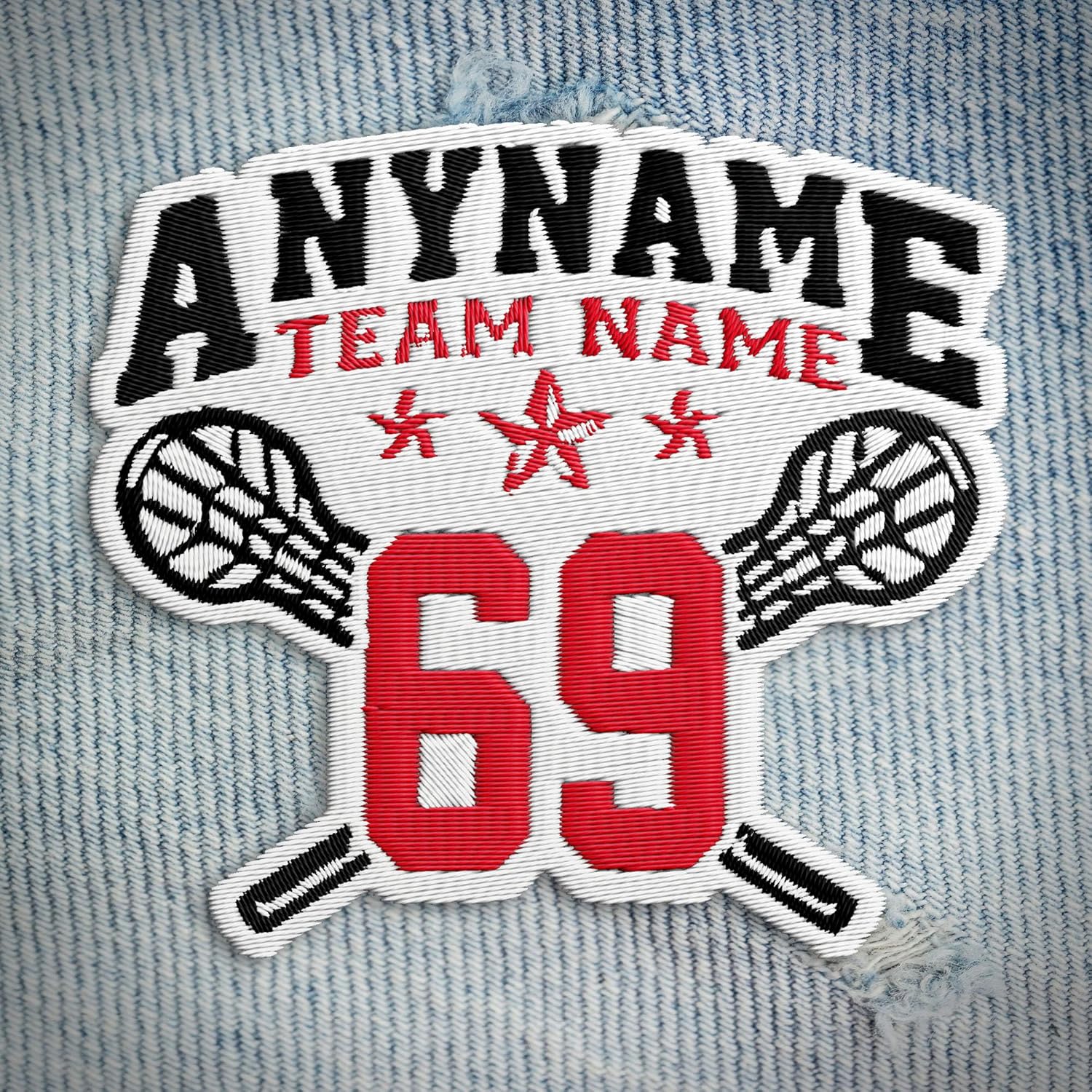 Custom Lacrosse Patch - Personalized Name & Number Embroidered Iron-On for Jackets, Backpacks, Hats, Uniforms | DINKOUTER