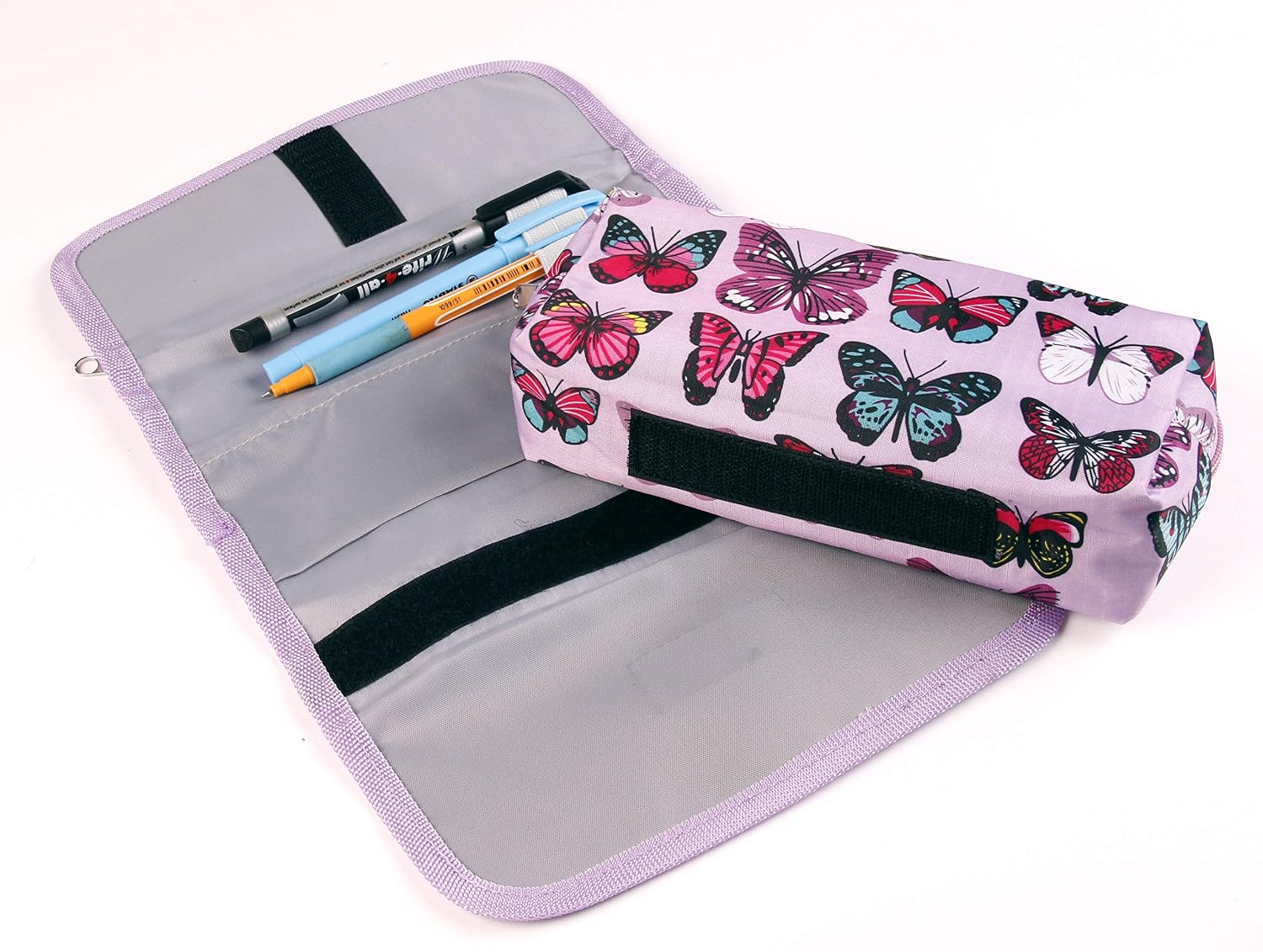 Clairefontaine 8534C, One Textile Pencil Case Rectangular Combi + flaps, Dimensions: 22x6x12 cm, Butterflies Pattern - Image 4