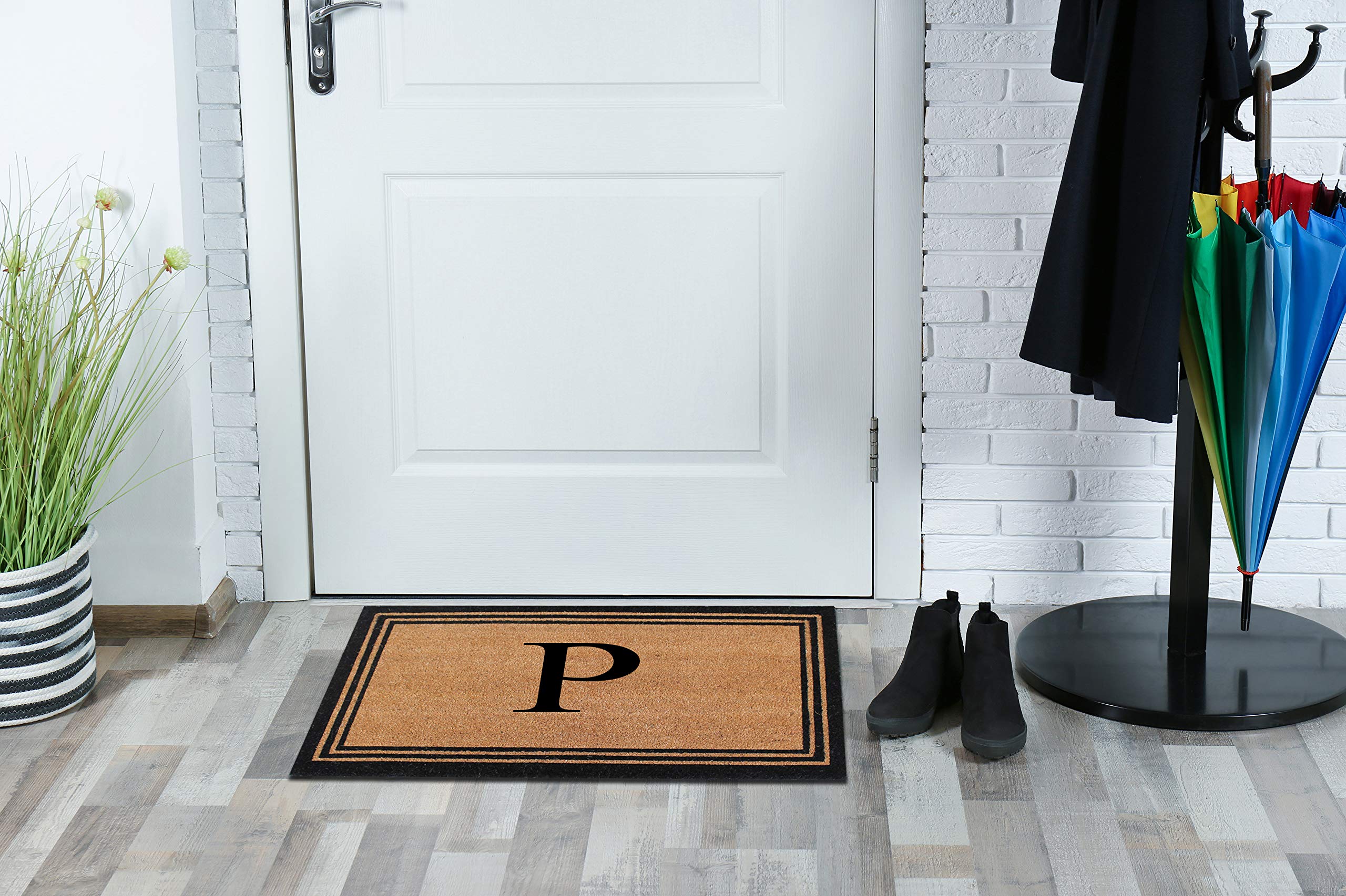 A1HC Natural Coir Monogrammed Picture Frame Door Mat For Front Door