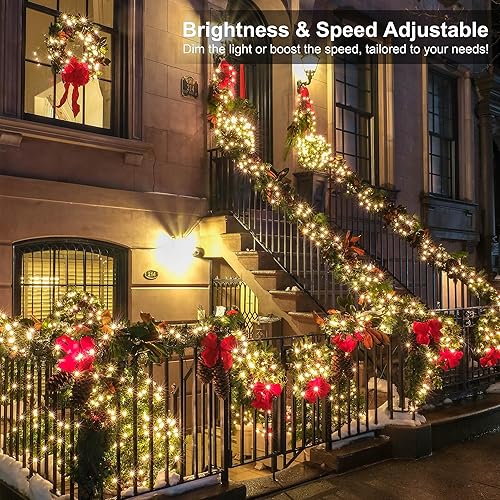 Miniatura 4 de BrizLabs Luces de Navidad RGB + blancas cálidas, 98.5 pies, 300 luces LED que cambian de color con control remoto, luz de Navidad roja y blanca, luz