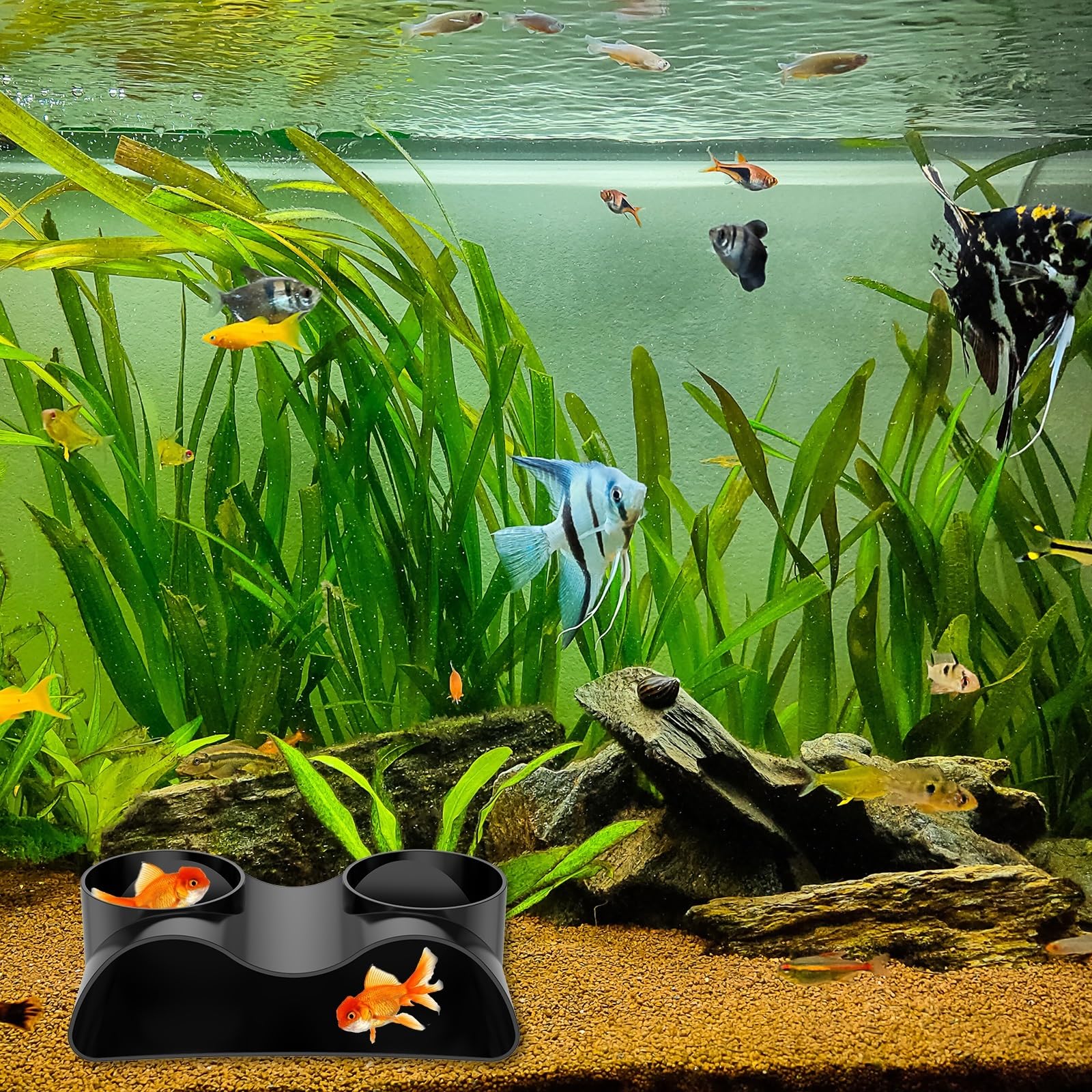 Decorazione Acquario Tunnel 2 pezzi di acquario sotterraneo tunnel a doppio foro nascondiglio for pesci lounge cave accessorio for(L Shaped 2pcs)