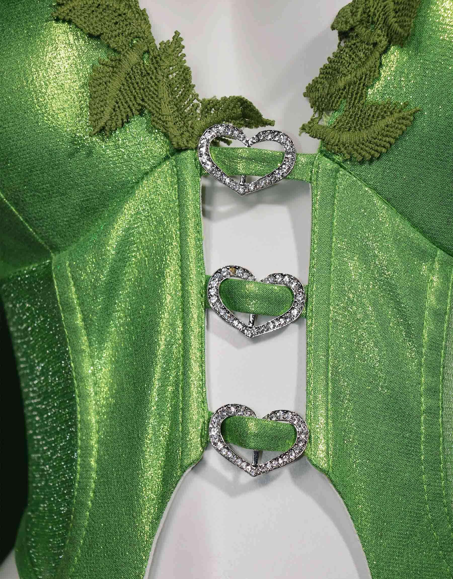 Mobbunny Women Anime Cosplay Costume Green Vine Style Outfit Sexy Lingerie Bodysuit Bodycon with Socks Gloves Choker