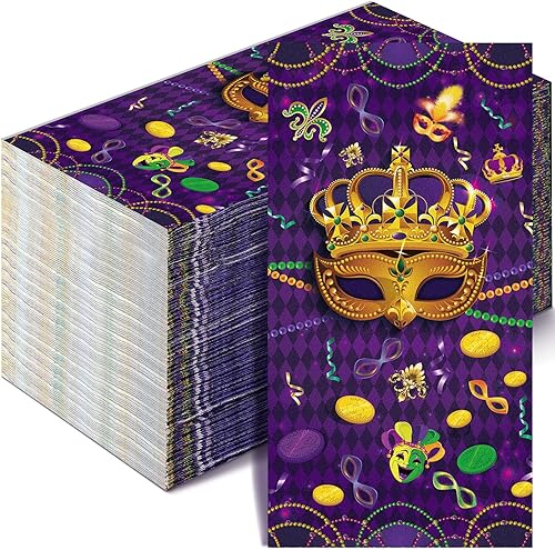 100 servilletas de papel para máscara Mardi Gras, 3 capas, Mardi Gras, para el hogar, cena, cocina, baño, suministros de fiesta Mardi Gras disponible en Yaxa Venezuela