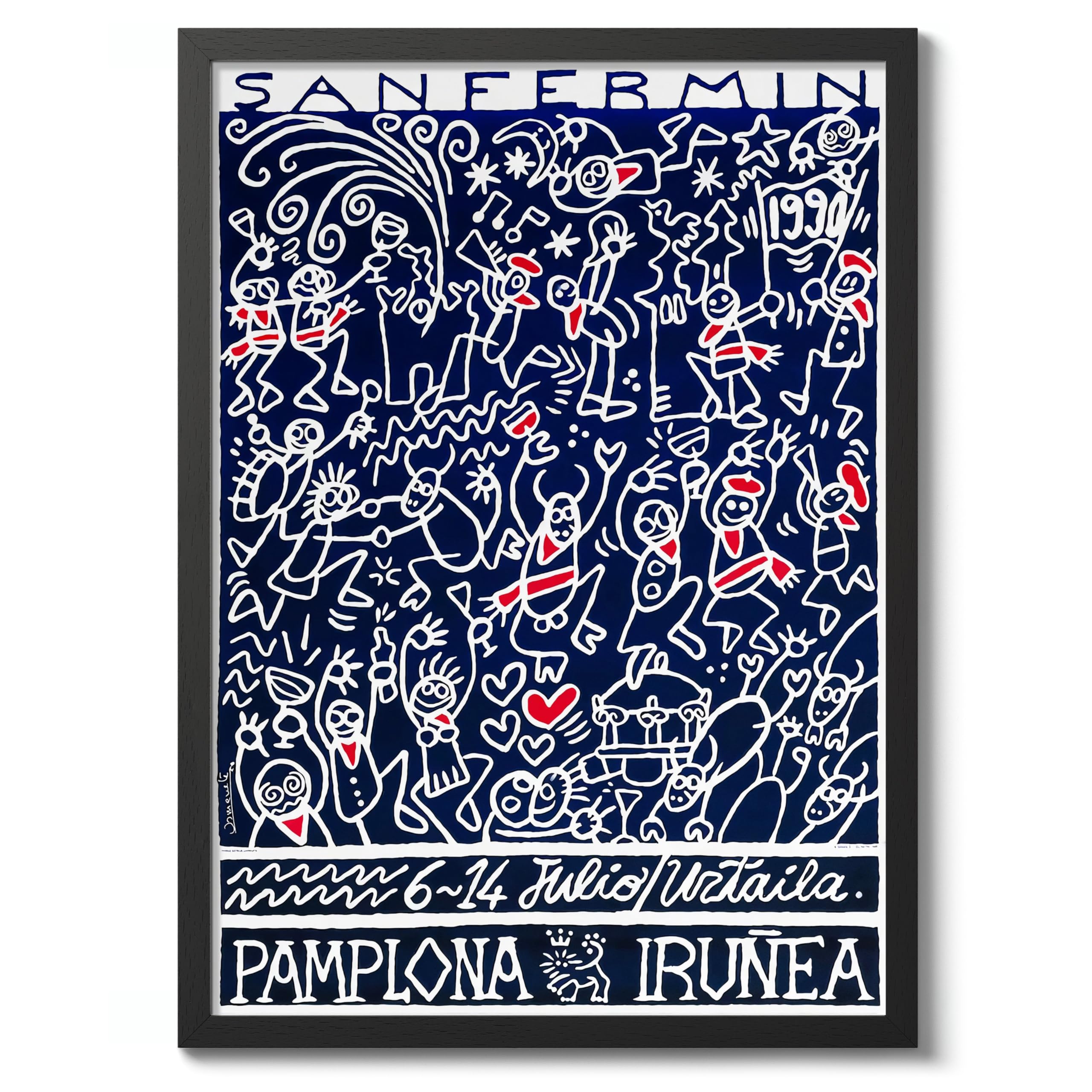 Pamplona, Spain Vintage Spanish Travel Poster, Retro Spain Tourism Print, Decoration Wall Art Seville Landmark Bedroom Decor, 50x70cm (Black Frame) - 53x73cm โ image 1