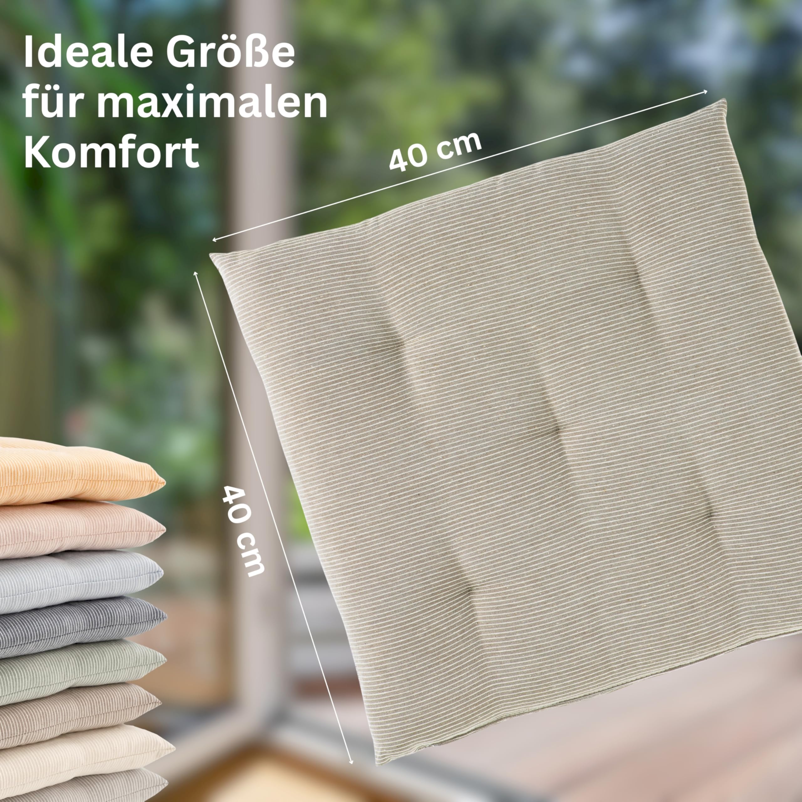 Esprit Juego de 4 cojines de asiento para silla, 40 x 40 cm, color marrón, cómodos cojines para silla de comedor y cocina, lavables hasta 30 °C, certificado Öko-Tex, cojín para muebles de jardín